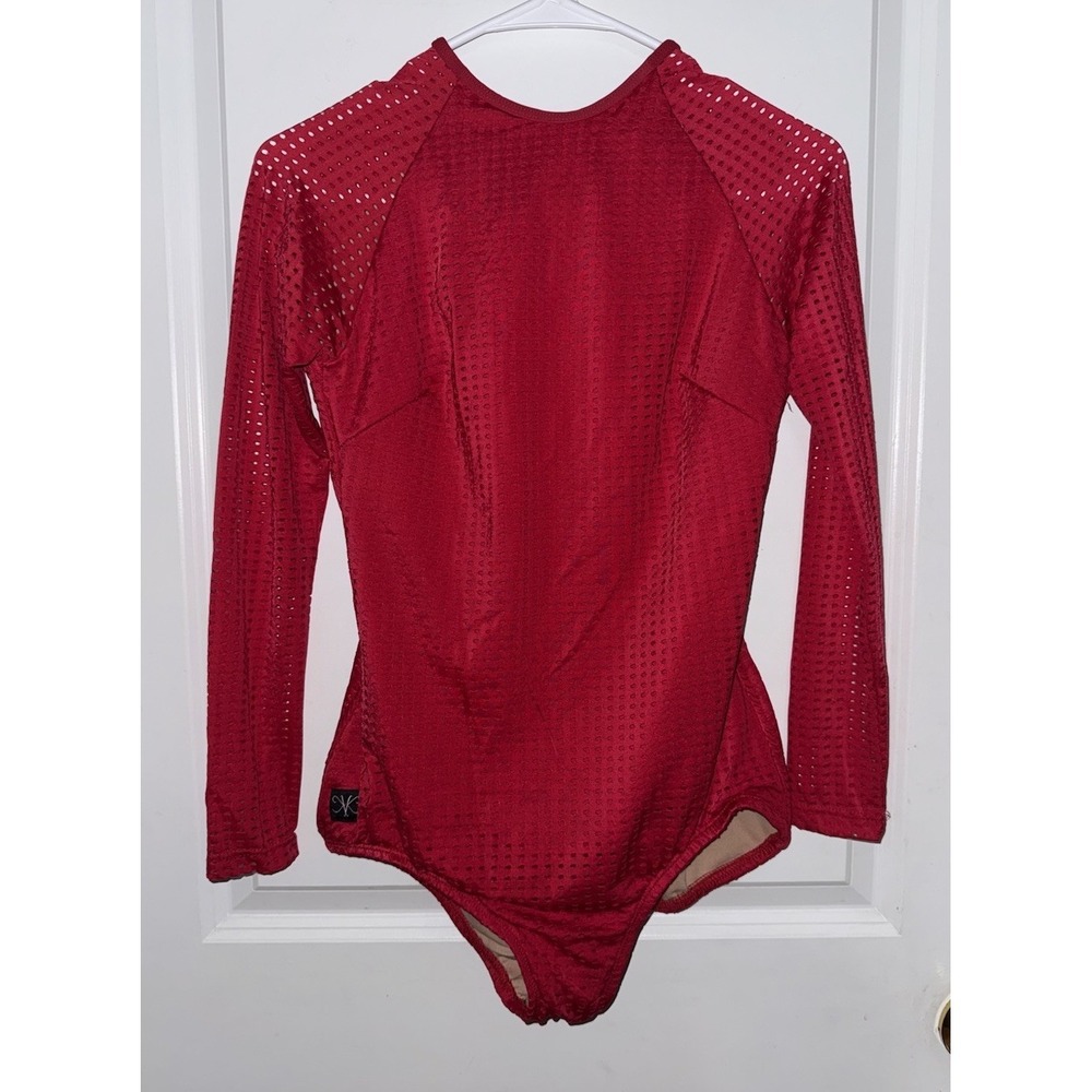 Kandi Kouture‎ Red Dance Leotard Long Sleeve Size Adult Large